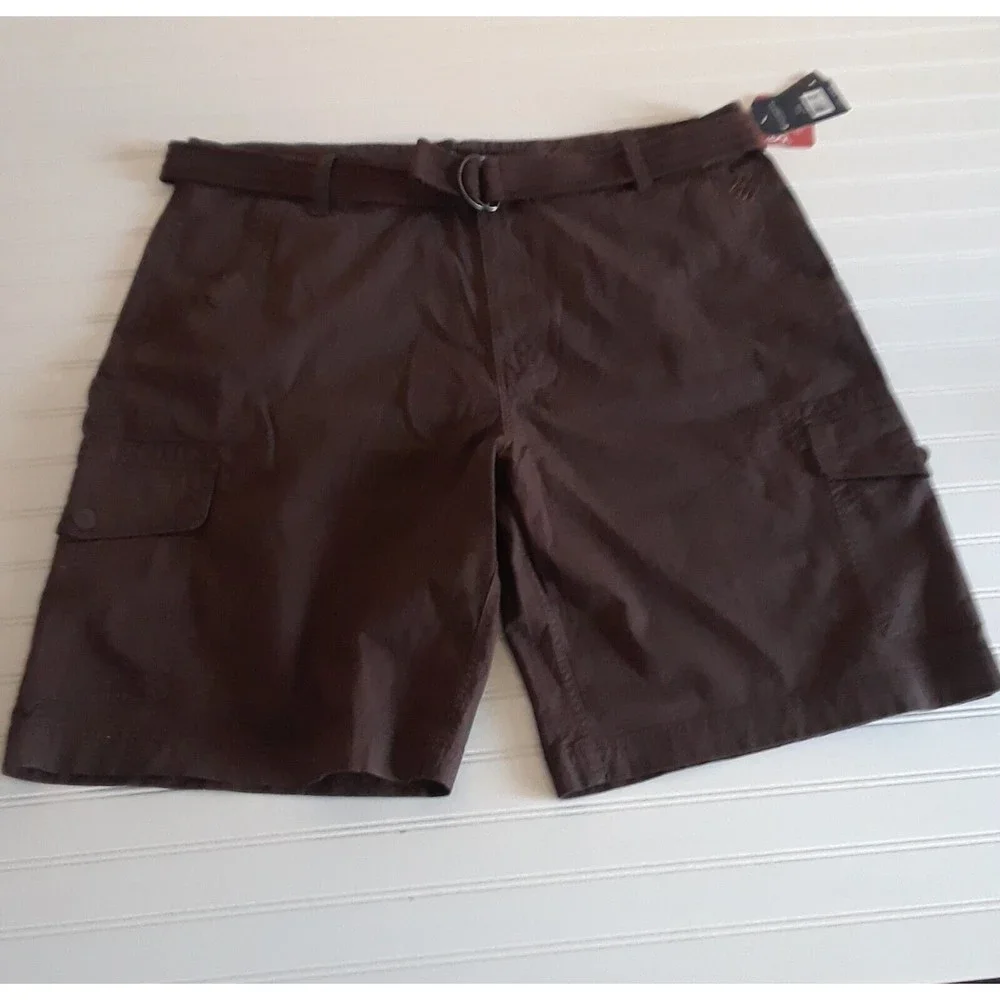 NWT RocaWear Mens Brown Cargo Shorts-Belted-Size 48B-98% Cotton 2% Spandex - Picture 1 of 11